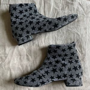 Silver glitter and black star booties